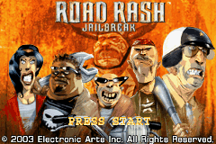 Road Rash: Jailbreak title screen for GameBoy Advance